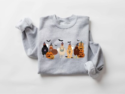 Cute Halloween Chickens Sweatshirt, Halloween Chickens Lover Sweatshirt, Funny Halloween Sweater, Halloween Chicken Gift, Thanksgiving Shirt