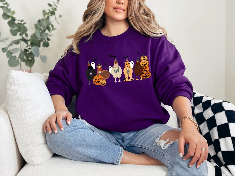 Cute Halloween Chickens Sweatshirt, Halloween Chickens Lover Sweatshirt, Funny Halloween Sweater, Halloween Chicken Gift, Thanksgiving Shirt