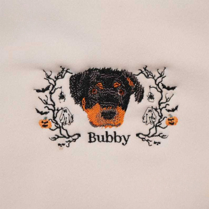 Personalized  Pets Embroidered Sweatshirt, Custom Halloween Pets Sweatshirt, Creepy Halloween Sweatshirt
