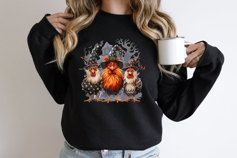 Halloween Chickens Sweatshirt, Spooky Chicken Halloween Gifts, Chicken Lover Gift Sweatshirt