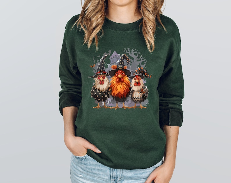 Halloween Chickens Sweatshirt, Spooky Chicken Halloween Gifts, Chicken Lover Gift Sweatshirt