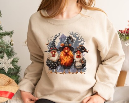 Halloween Chickens Sweatshirt, Spooky Chicken Halloween Gifts, Chicken Lover Gift Sweatshirt