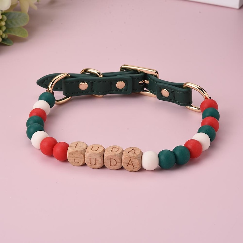 Custom Name Dog Collar with Buckle, Bead Dog Buckle Collar, Waterproof Dog Collar, Pet Gifts, Beaded Dog Necklace, Heavy Duty