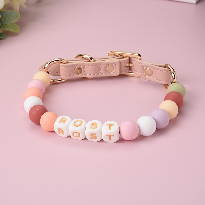 Custom Name Dog Collar with Buckle, Bead Dog Buckle Collar, Waterproof Dog Collar, Pet Gifts, Beaded Dog Necklace, Heavy Duty