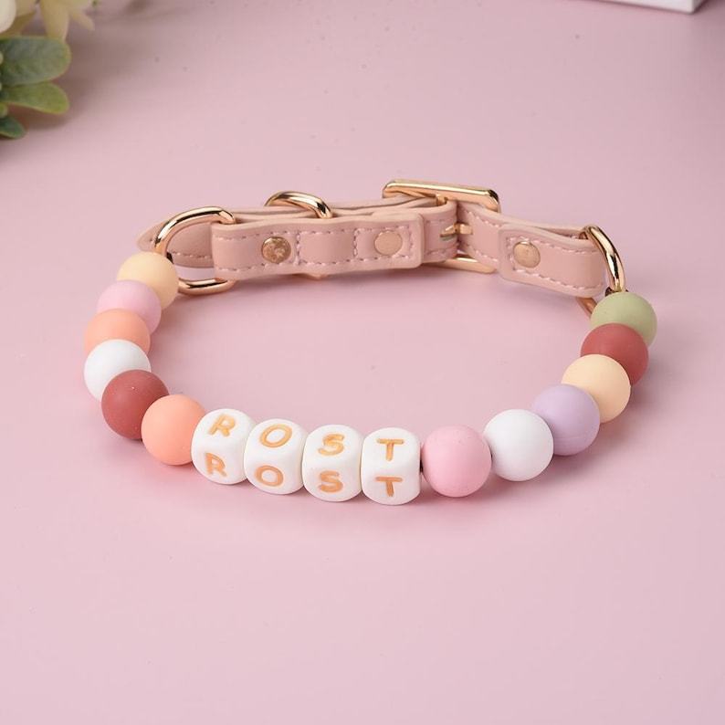 Custom Name Dog Collar with Buckle, Bead Dog Buckle Collar, Waterproof