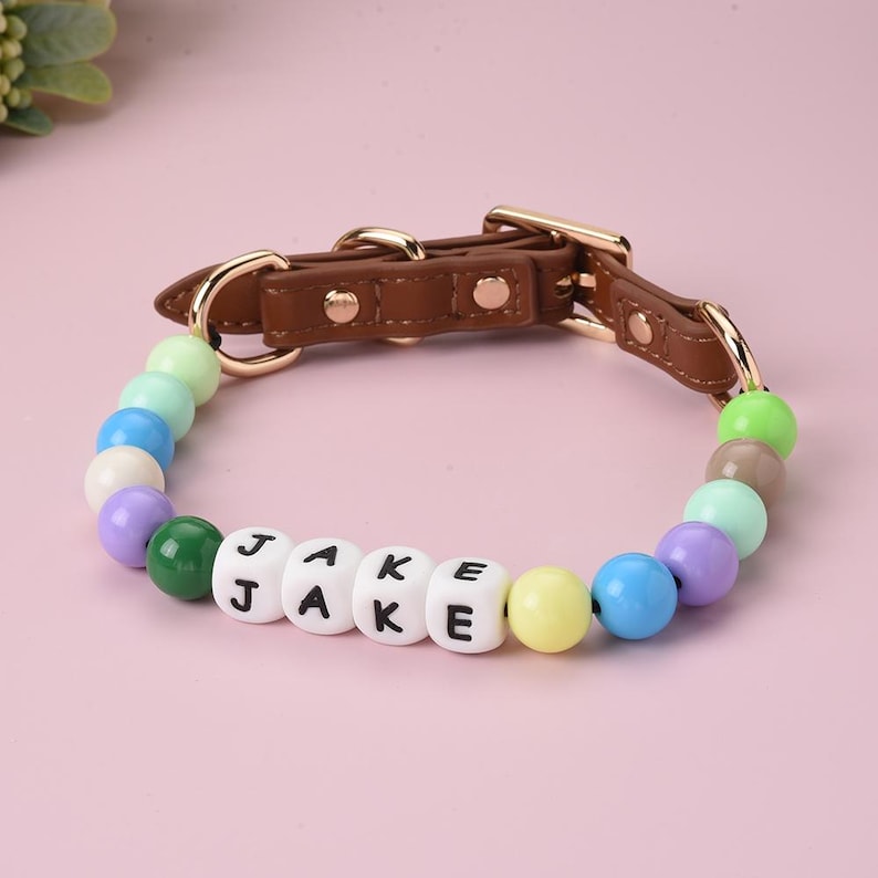 Custom Name Dog Collar with Buckle, Bead Dog Buckle Collar, Waterproof Dog Collar, Pet Gifts, Beaded Dog Necklace, Heavy Duty
