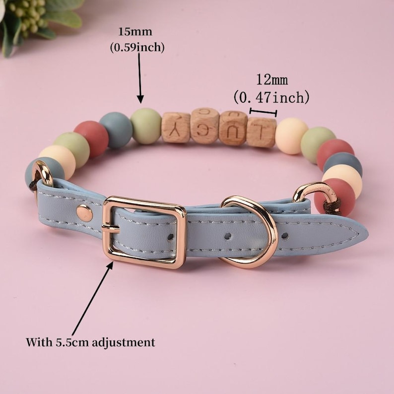 Custom Name Dog Collar with Buckle, Bead Dog Buckle Collar, Waterproof Dog Collar, Pet Gifts, Beaded Dog Necklace, Heavy Duty