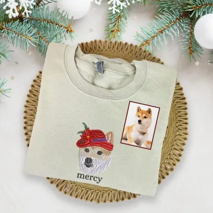 Custom Dog Portrait Christmas Sweatshirt, Pet Lovers Gift