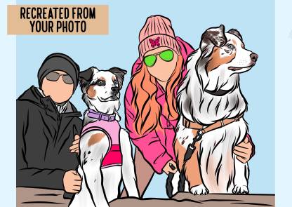 Human and Pet Digital Portrait, Personalised Drawing from Photo, Custom Dog and Owner Cartoon Art, Bespoke Pet Parent Memorial Illustration