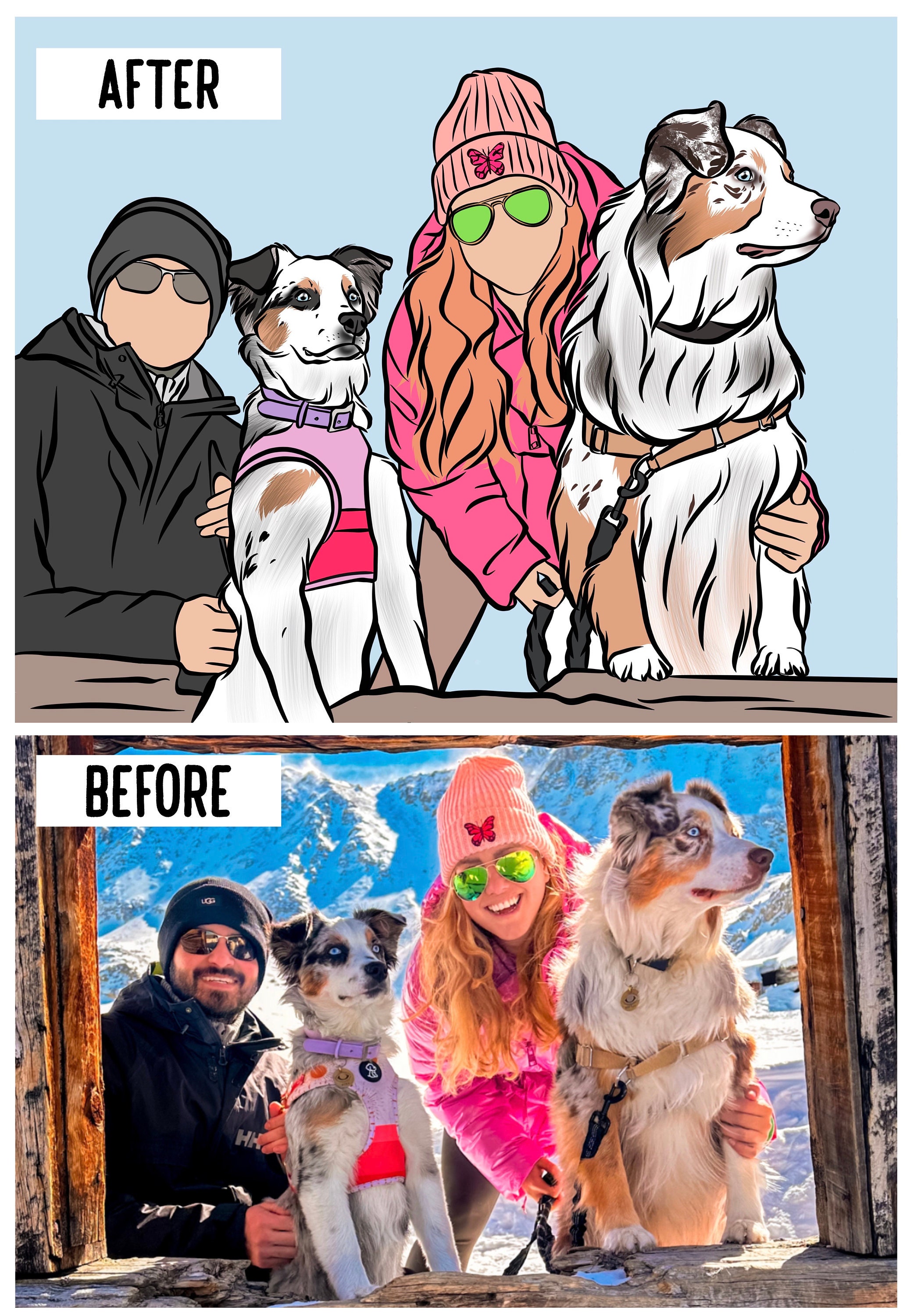 Human and Pet Digital Portrait, Personalised Drawing from Photo, Custom Dog and Owner Cartoon Art, Bespoke Pet Parent Memorial Illustration