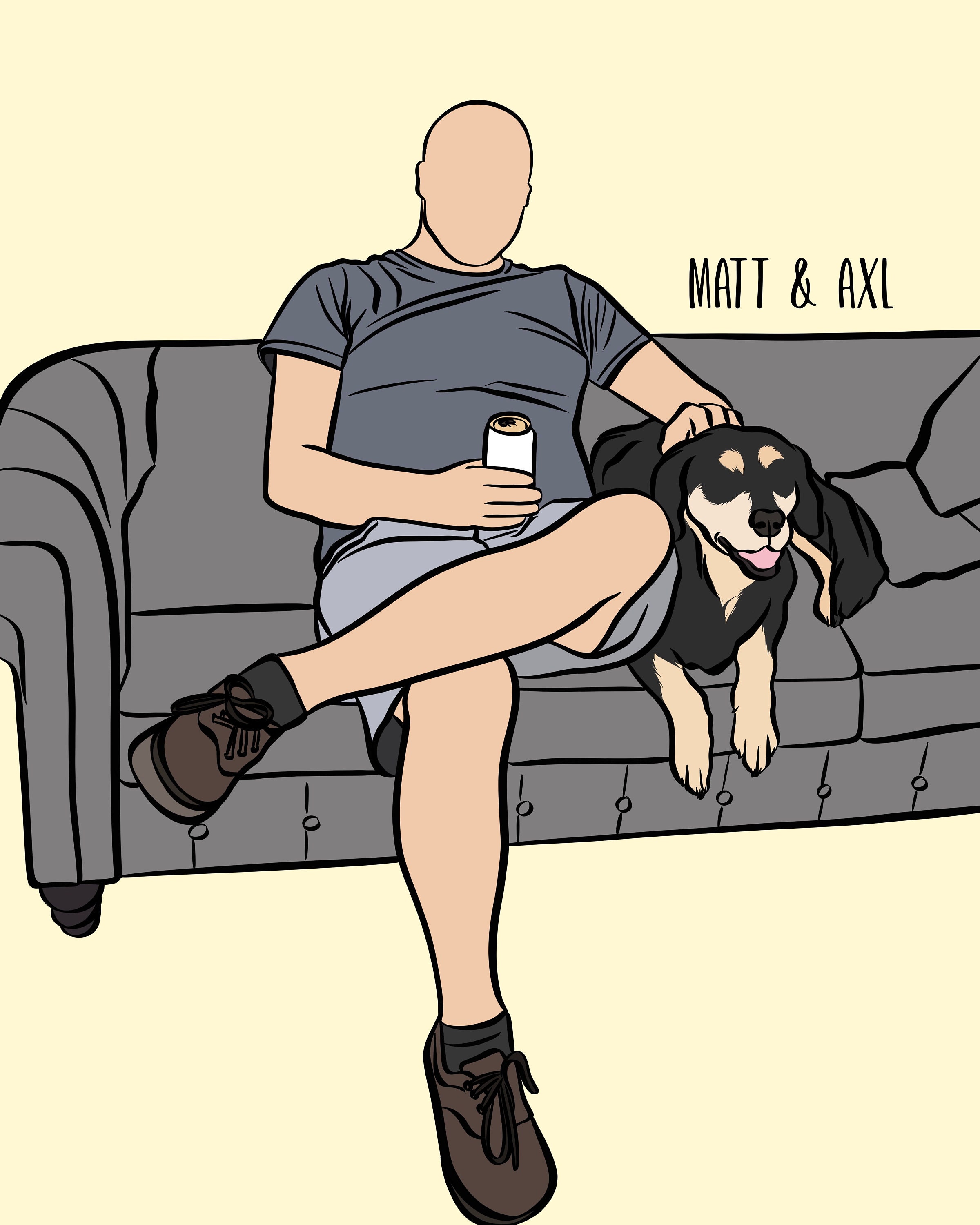 Human and Pet Digital Portrait, Personalised Drawing from Photo, Custom Dog and Owner Cartoon Art, Bespoke Pet Parent Memorial Illustration