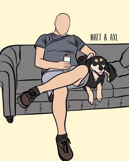 Human and Pet Digital Portrait, Personalised Drawing from Photo, Custom Dog and Owner Cartoon Art, Bespoke Pet Parent Memorial Illustration