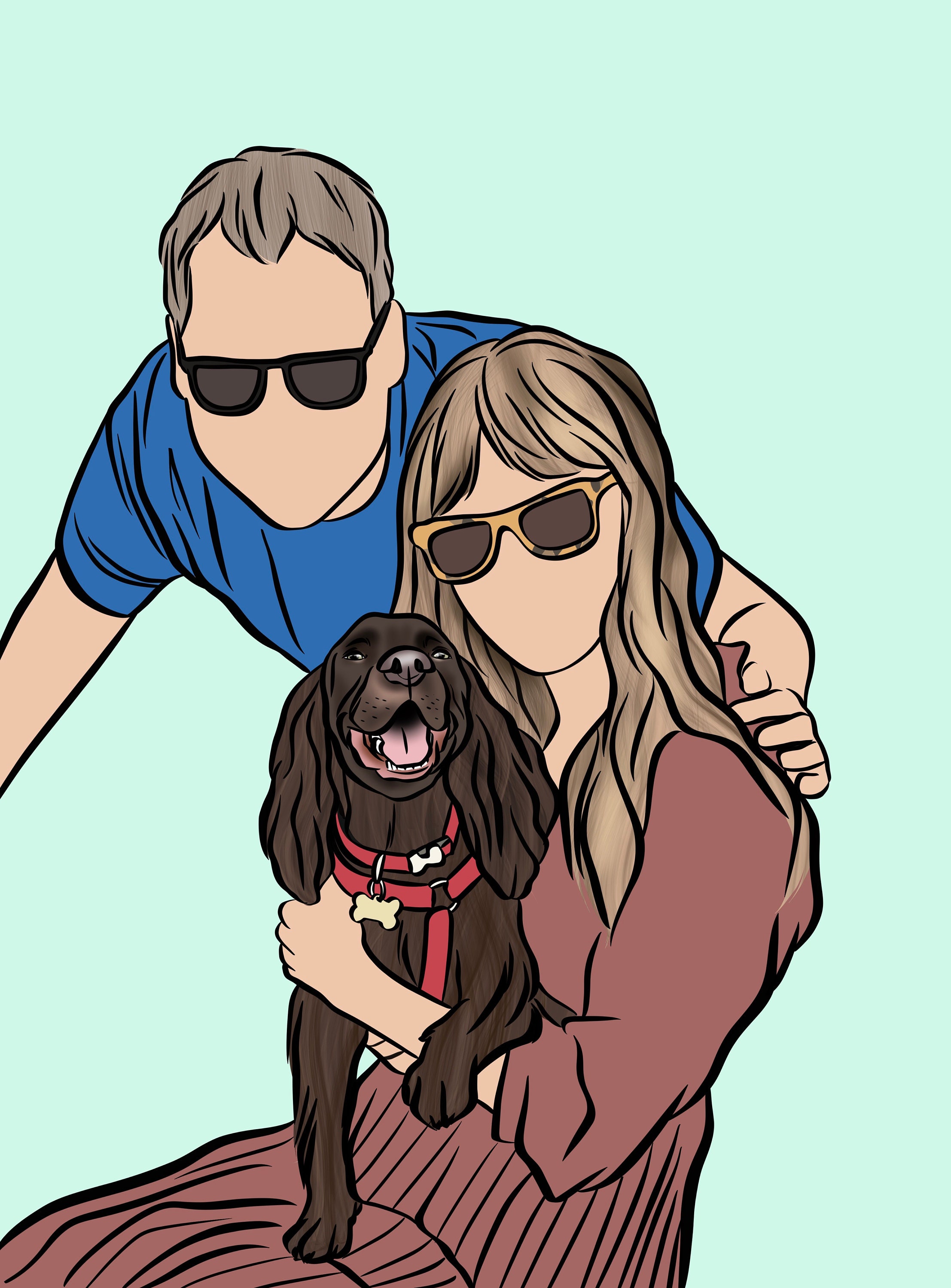 Human and Pet Digital Portrait, Personalised Drawing from Photo, Custom Dog and Owner Cartoon Art, Bespoke Pet Parent Memorial Illustration