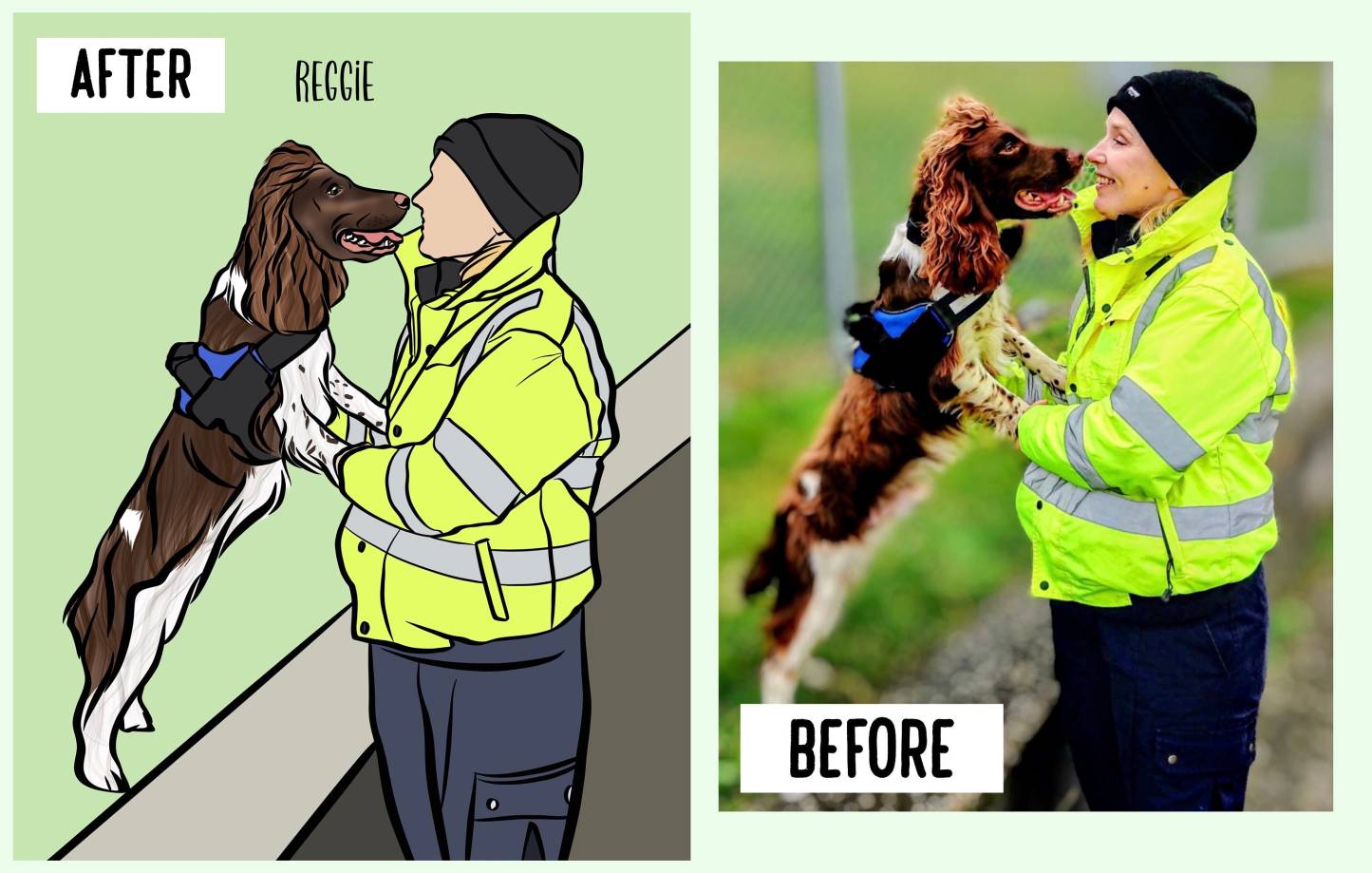 Human and Pet Digital Portrait, Personalised Drawing from Photo, Custom Dog and Owner Cartoon Art, Bespoke Pet Parent Memorial Illustration