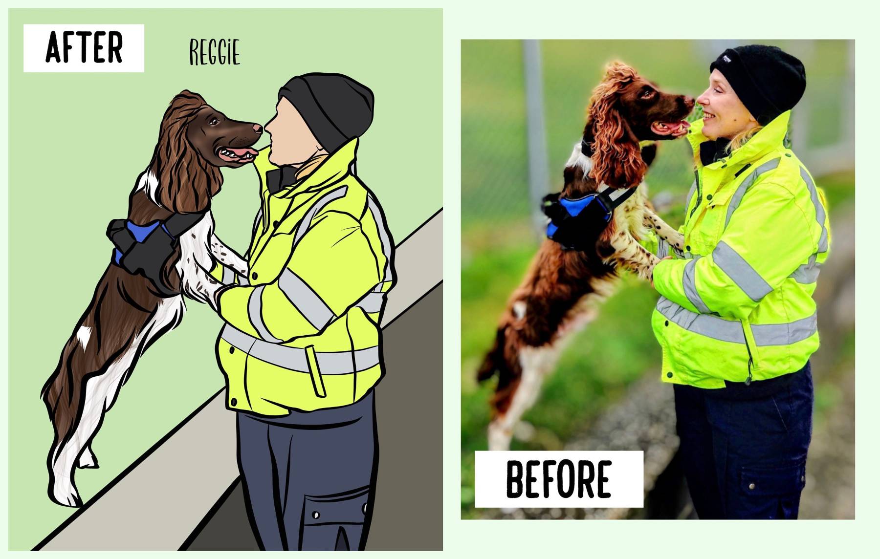 Human and Pet Digital Portrait, Personalised Drawing from Photo, Custom Dog and Owner Cartoon Art, Bespoke Pet Parent Memorial Illustration