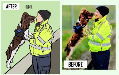 Human and Pet Digital Portrait, Personalised Drawing from Photo, Custom Dog and Owner Cartoon Art, Bespoke Pet Parent Memorial Illustration