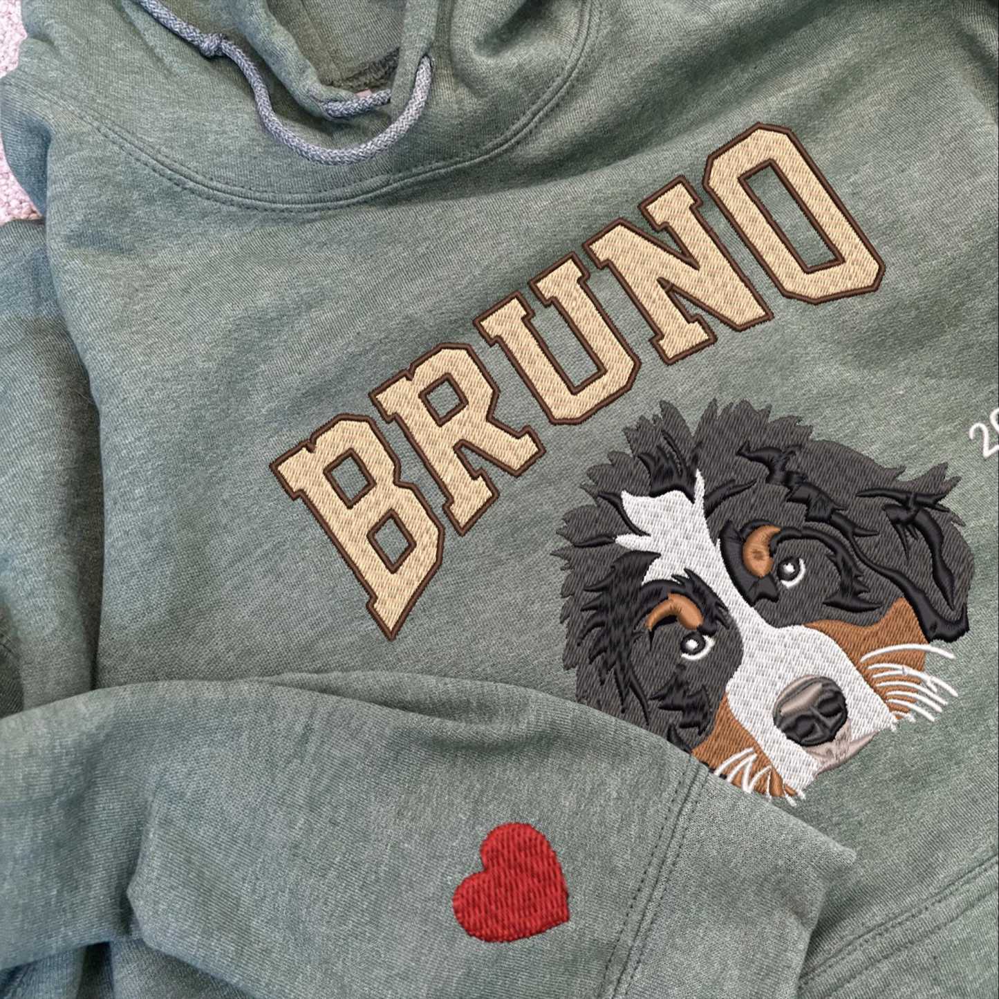 Custom Embroidered Sweatshirt With Pet Portrait and Name