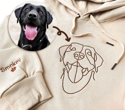 Custom Embroidered Pets Hoodie,Personalised one-line Pet Sweatshirt