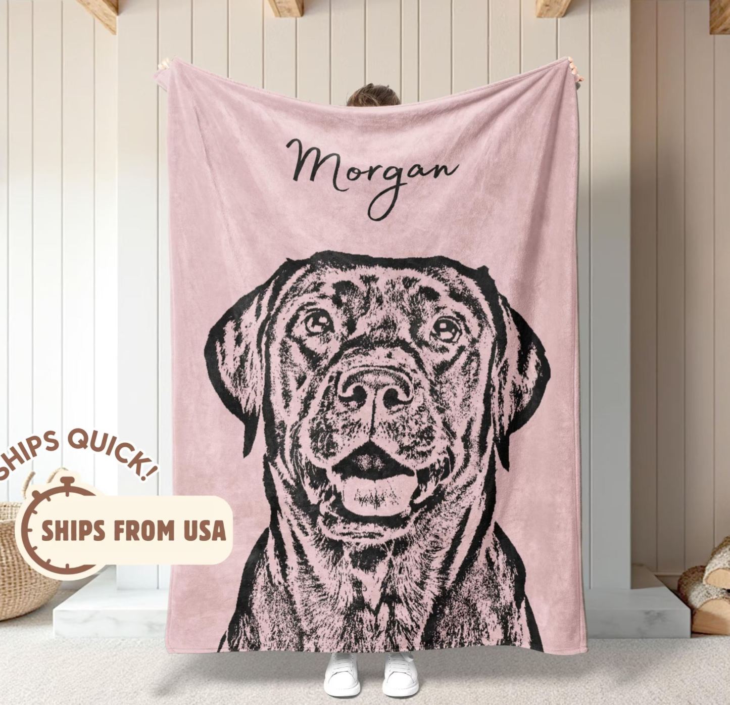 Custom Pet Blanket Using Pet Photo + Name Custom Dog Blanket Personalized Dog Blankets Cat Picture Blanket Pet Photo Blanket Dog Dad Gift