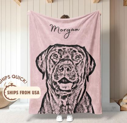 Custom Pet Blanket Using Pet Photo + Name Custom Dog Blanket Personalized Dog Blankets Cat Picture Blanket Pet Photo Blanket Dog Dad Gift