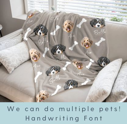 Custom Pet Blanket Using Pet Photo + Name Custom Dog Blanket Personalized Dog Blankets Cat Picture Blanket Pet Photo Blanket Dog Dad Gift
