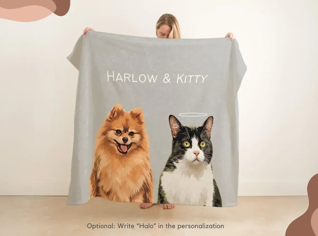 [Copy]Custom Dog Face Blankets, Personalized Pet Photo Blanket, Fleece Dog Blankets