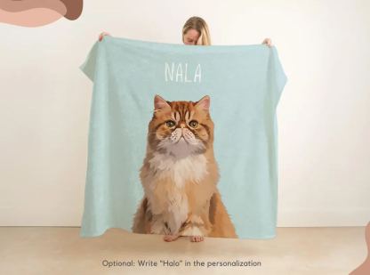 [Copy]Custom Dog Face Blankets, Personalized Pet Photo Blanket, Fleece Dog Blankets