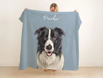 [Copy]Custom Dog Face Blankets, Personalized Pet Photo Blanket, Fleece Dog Blankets