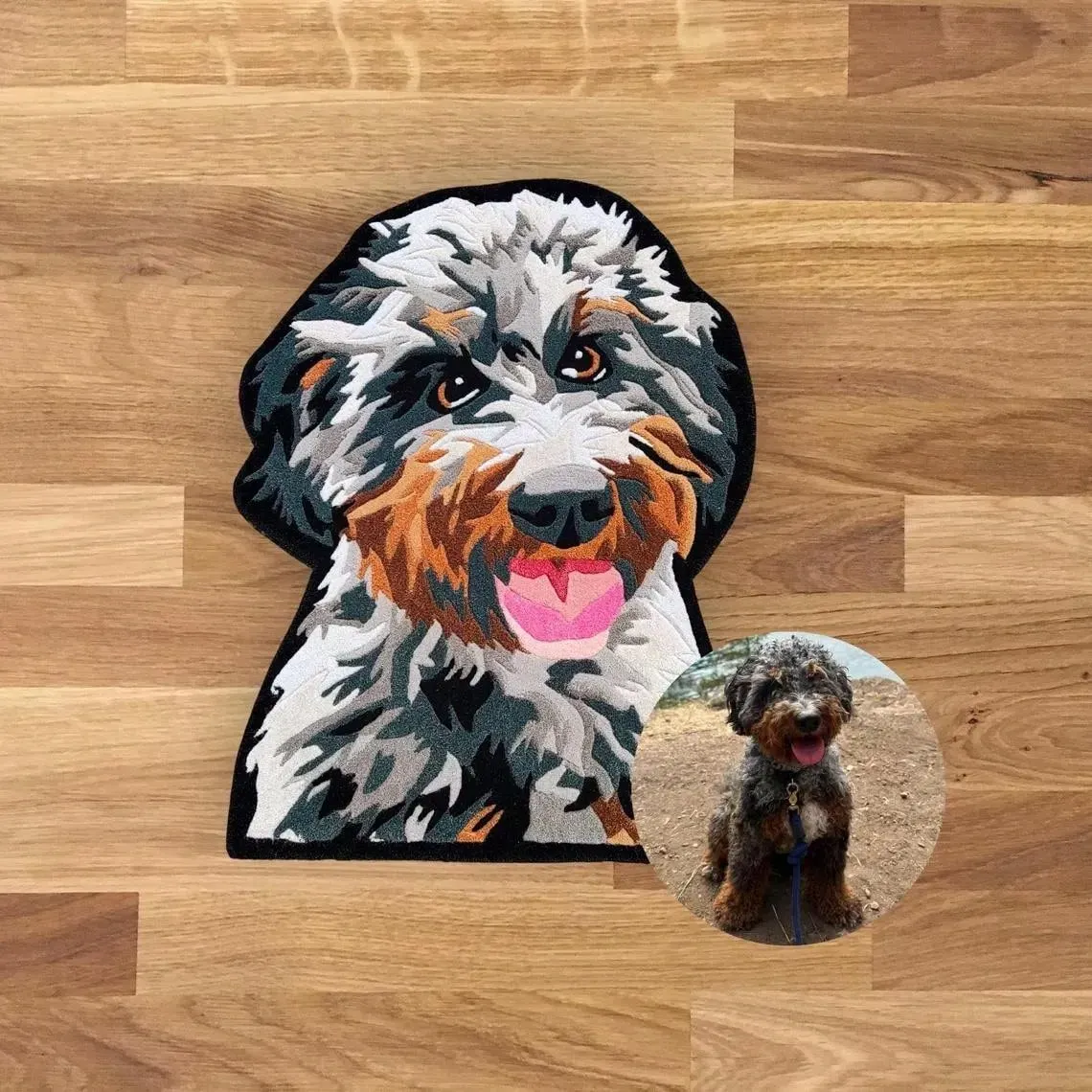 Custom Pet Portrait Non-Slip Bath Mat, Personalized Pet Rug, Custom Dog Portrait Bathroom Mat