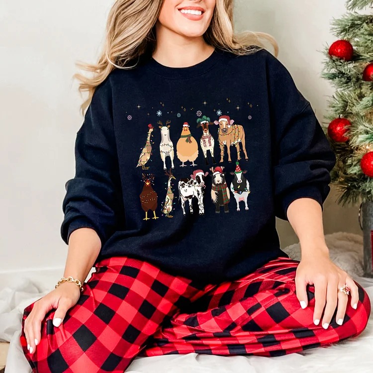 Custom Farm Animal Christmas Sweatshirt – Perfect Holiday Gift for Farm Animal Lovers