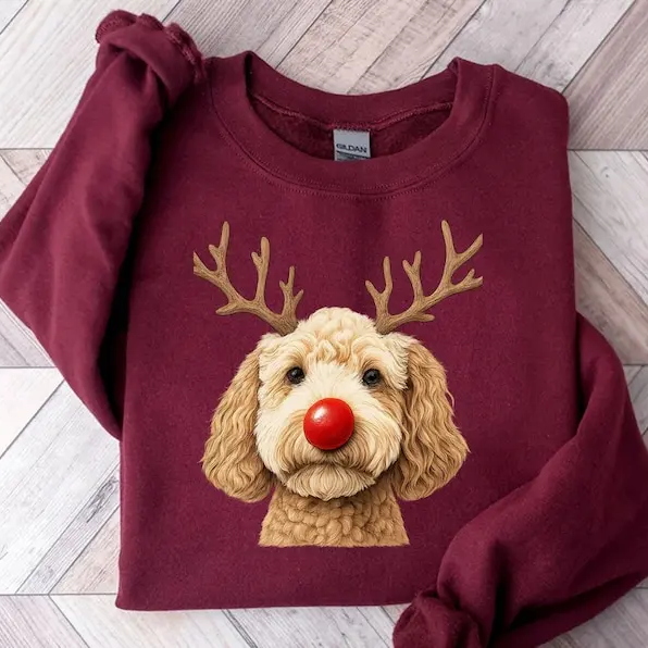 🎄🐾 Custom Christmas Pet Photo Sweatshirt, Funny Pet Reindeer Sweatshirt