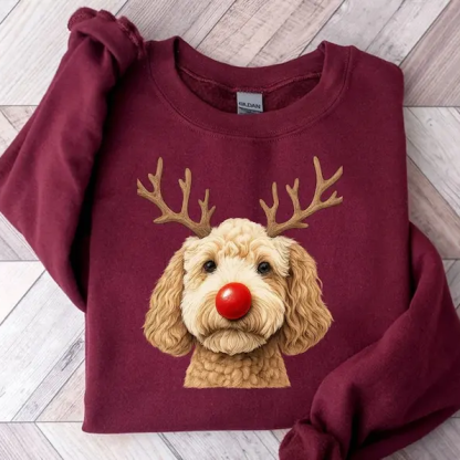 🎄🐾 Custom Christmas Pet Photo Sweatshirt, Funny Pet Reindeer Sweatshirt
