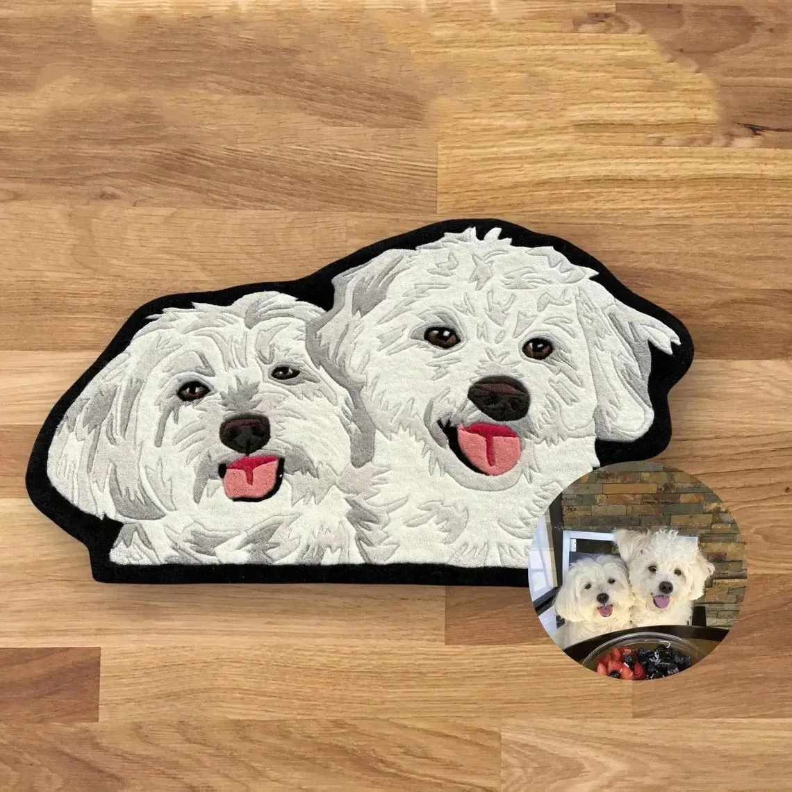 Custom Pet Portrait Non-Slip Bath Mat, Personalized Pet Rug, Custom Dog Portrait Bathroom Mat