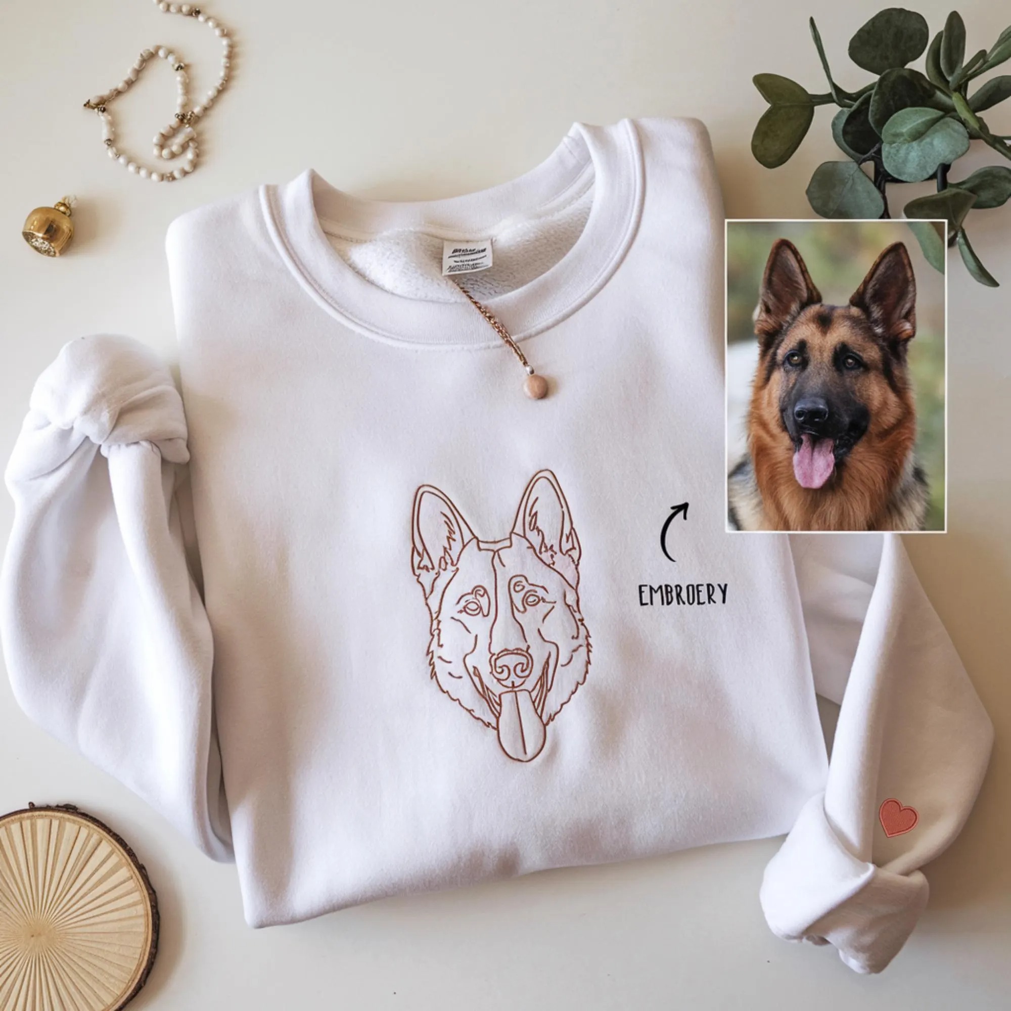 Custom Embroidered Dog Sweatshirt ,Personalised one-line Pet Crewneck ,Dog Mom Sweater,Unisex Embroidered Hoodie,Custom Gifts For Dog Owners