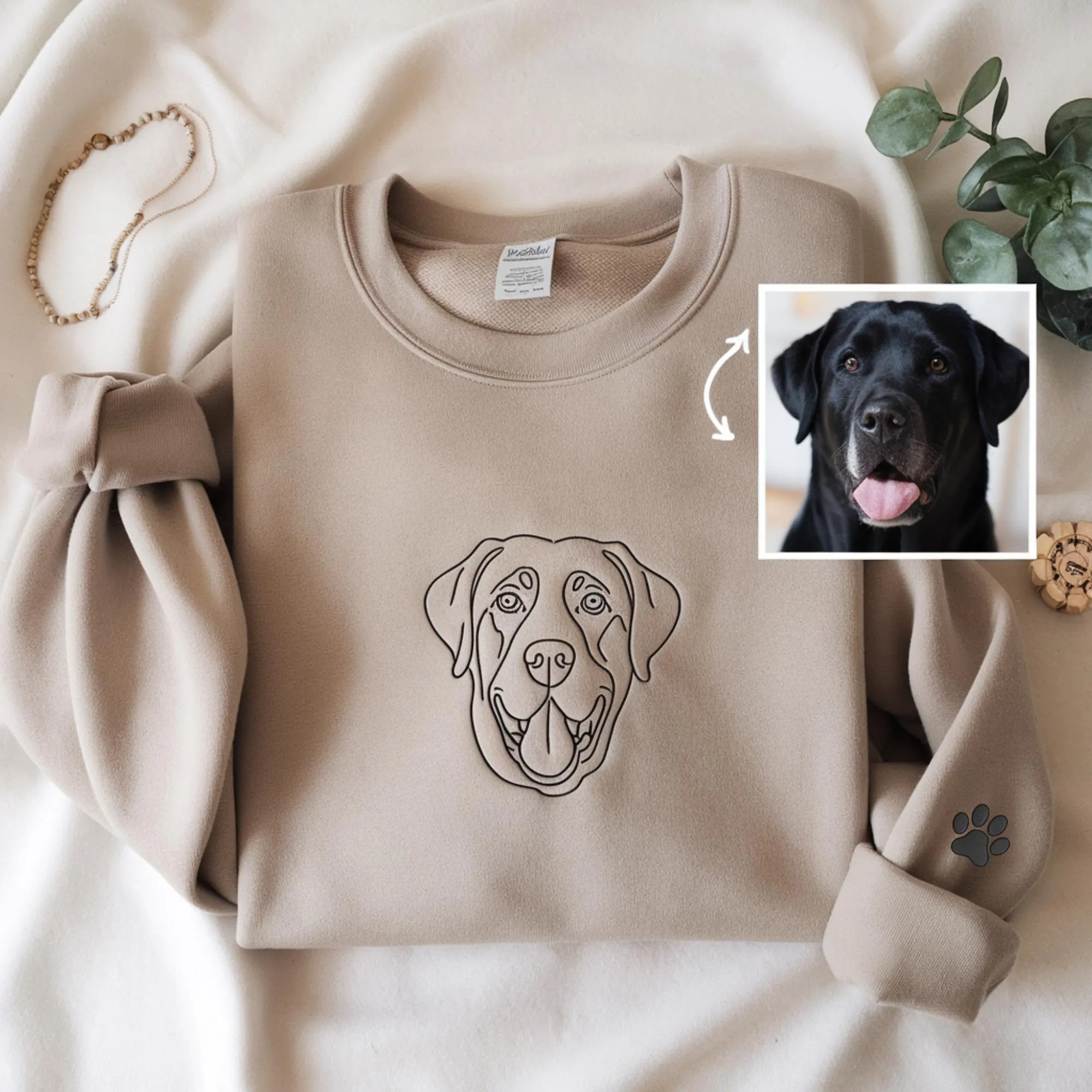 Custom Embroidered Dog Sweatshirt ,Personalised one-line Pet Crewneck ,Dog Mom Sweater,Unisex Embroidered Hoodie,Custom Gifts For Dog Owners