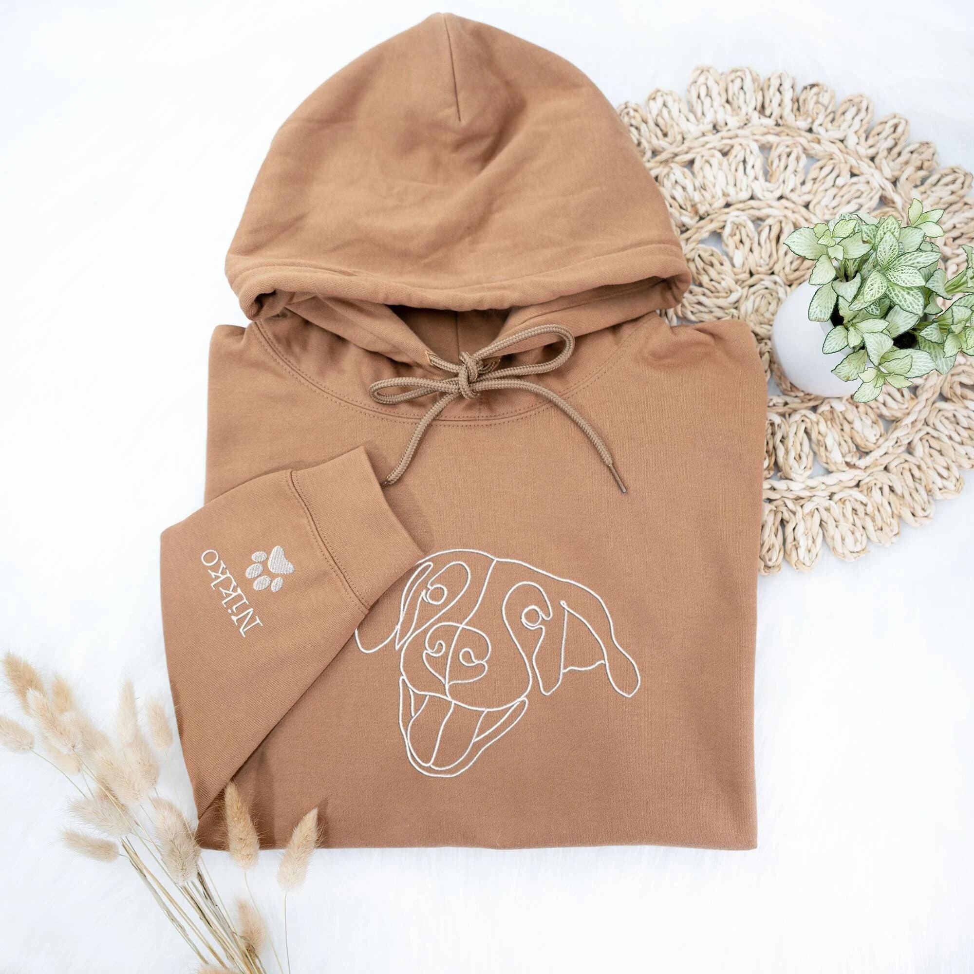Personalized Dog Outline Embroidered Hoodie, Custom Pet Shirt, Dog Mom Sweater, Unisex Embroidered Sweatshirt, Custom Gifts For Dog Lovers