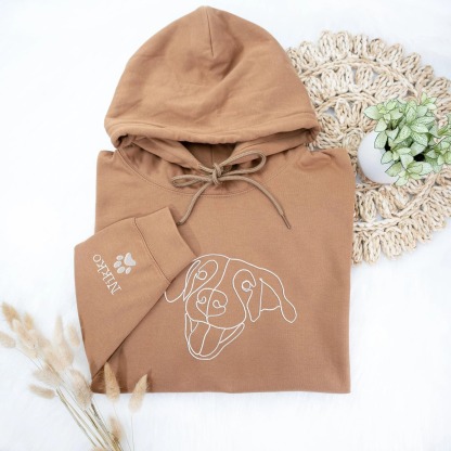 Personalized Dog Outline Embroidered Hoodie, Custom Pet Shirt, Dog Mom Sweater, Unisex Embroidered Sweatshirt, Custom Gifts For Dog Lovers