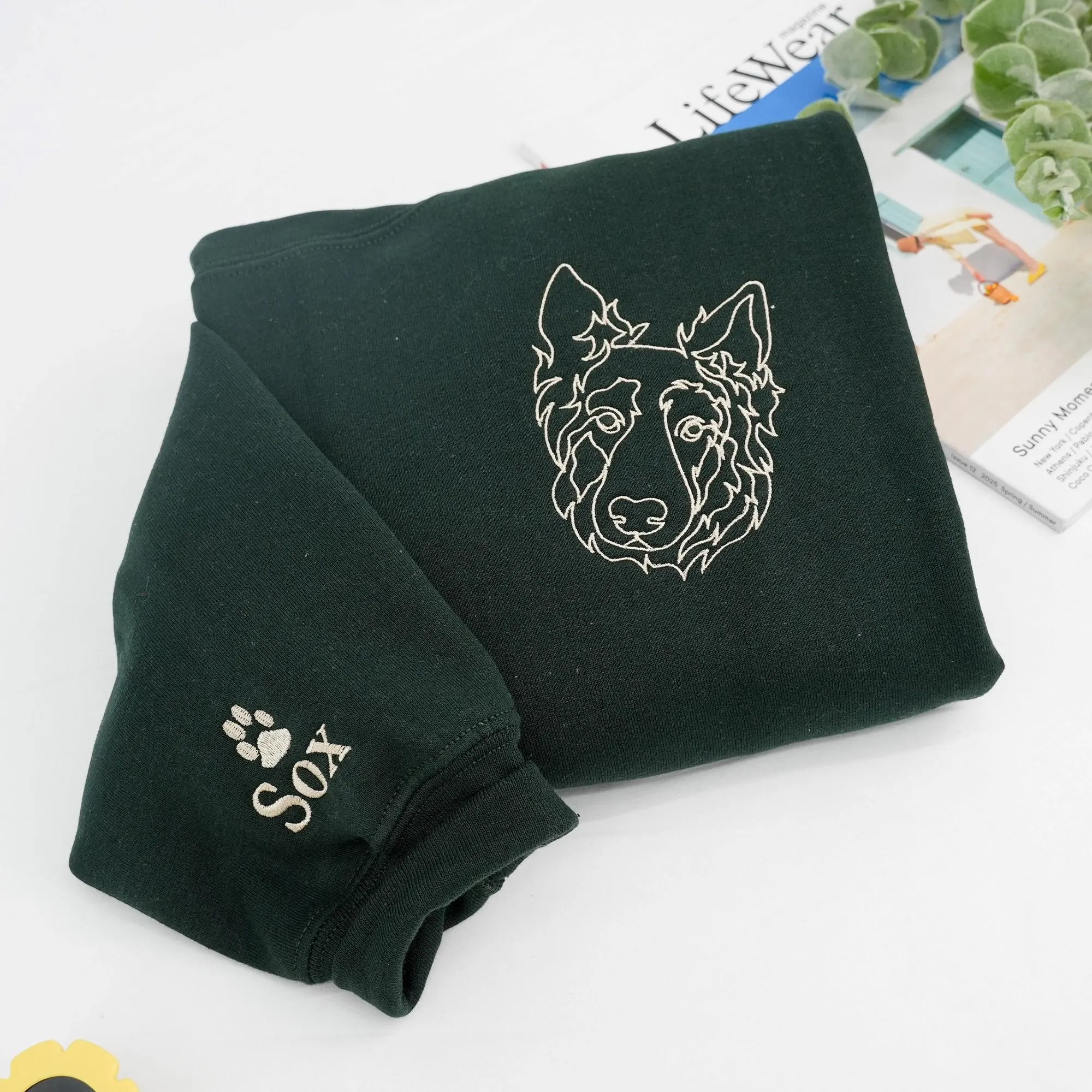 Embroidered Dog Dad Sweatshirt With Pet Photo - Custom Pet Portrait From Photo Sweatshirt - Dog Dad Gift - Pet Memorial Gift For Husband