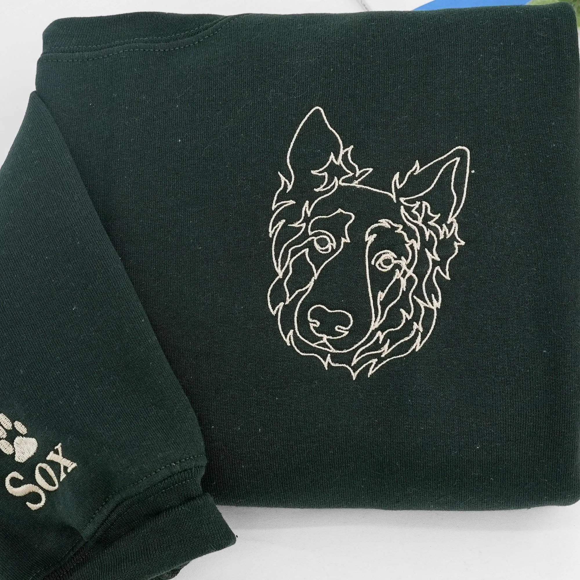 Embroidered Dog Dad Sweatshirt With Pet Photo - Custom Pet Portrait From Photo Sweatshirt - Dog Dad Gift - Pet Memorial Gift For Husband