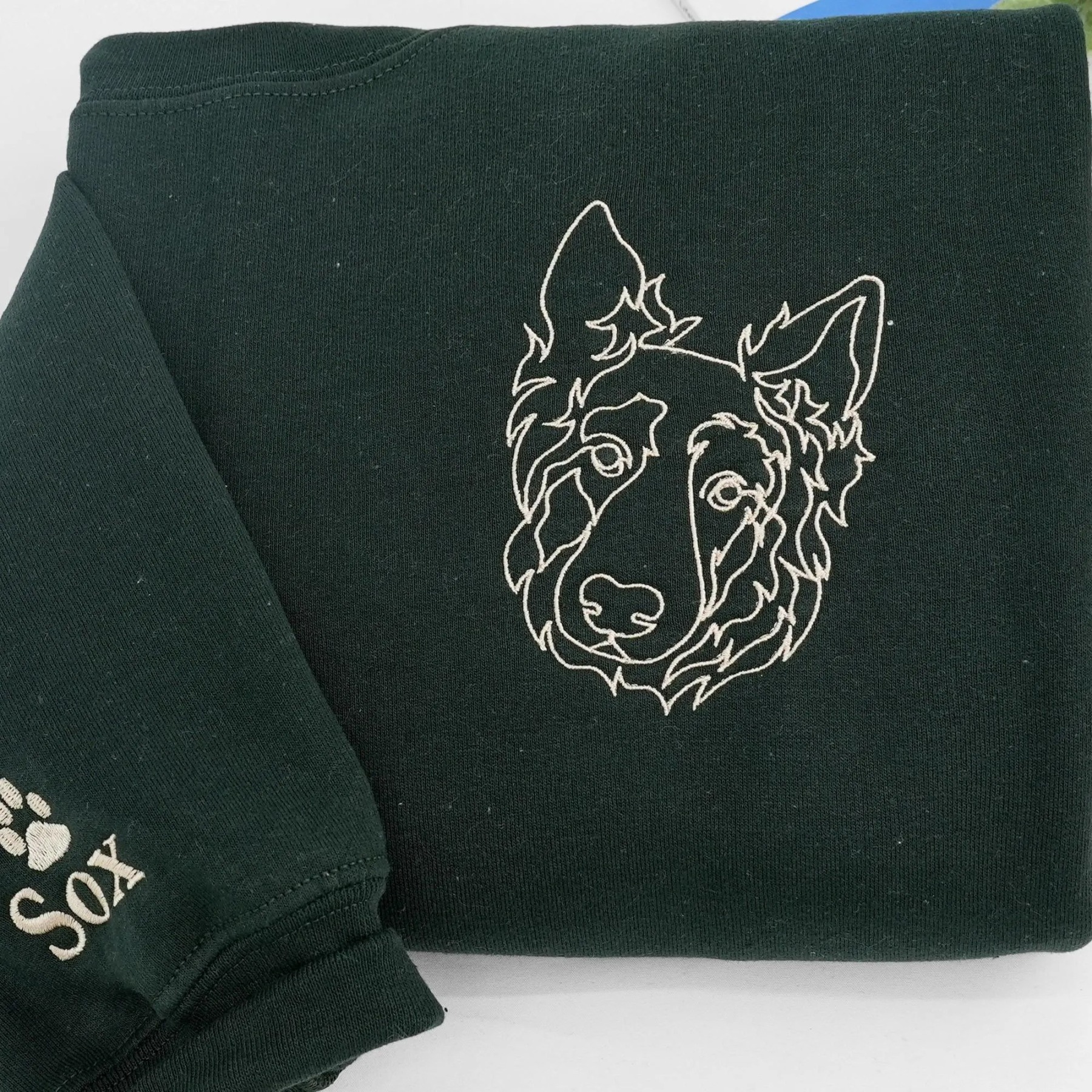 Embroidered Dog Dad Sweatshirt With Pet Photo - Custom Pet Portrait From Photo Sweatshirt - Dog Dad Gift - Pet Memorial Gift For Husband