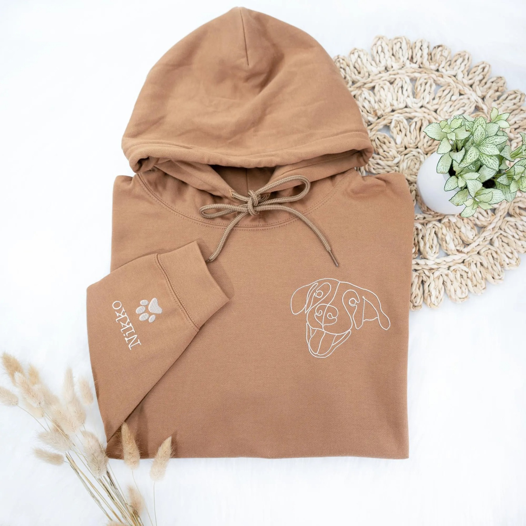 Personalized Dog Outline Embroidered Hoodie, Custom Pet Shirt, Dog Mom Sweater, Unisex Embroidered Sweatshirt, Custom Gifts For Dog Lovers