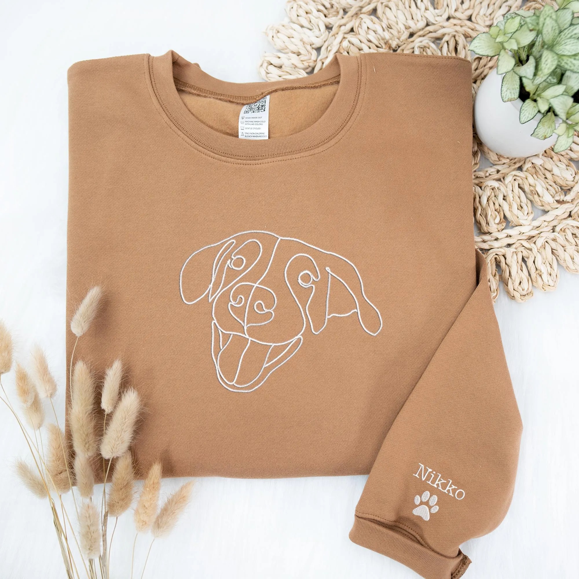 Personalized Dog Outline Embroidered Hoodie, Custom Pet Shirt, Dog Mom Sweater, Unisex Embroidered Sweatshirt, Custom Gifts For Dog Lovers
