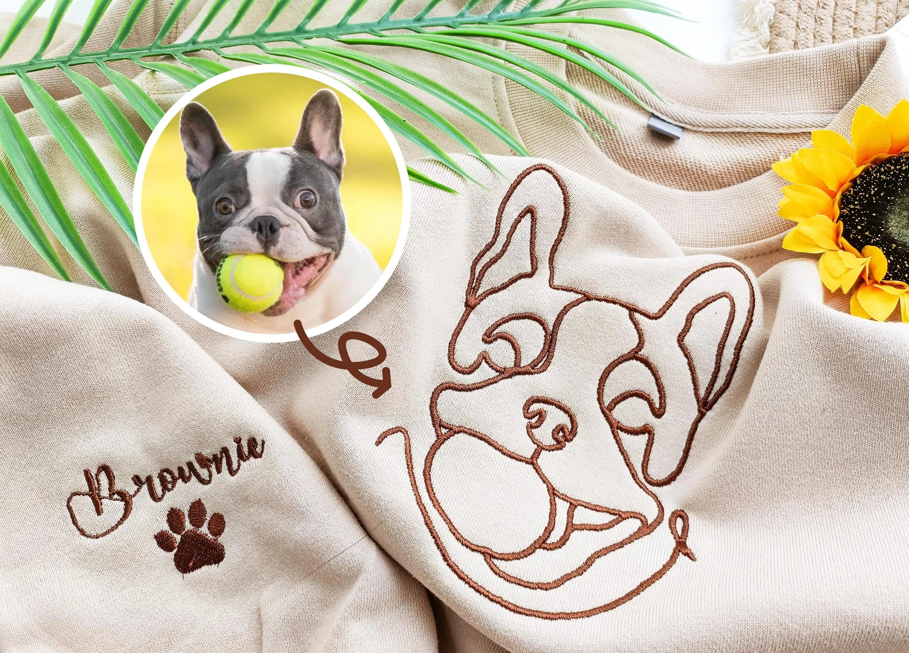 Personalised Embroidered Dog Hoodie,One-line Pet Sweatshirt,Unisex Embroidered Hoodie,Custom Gifts For Dog Owners
