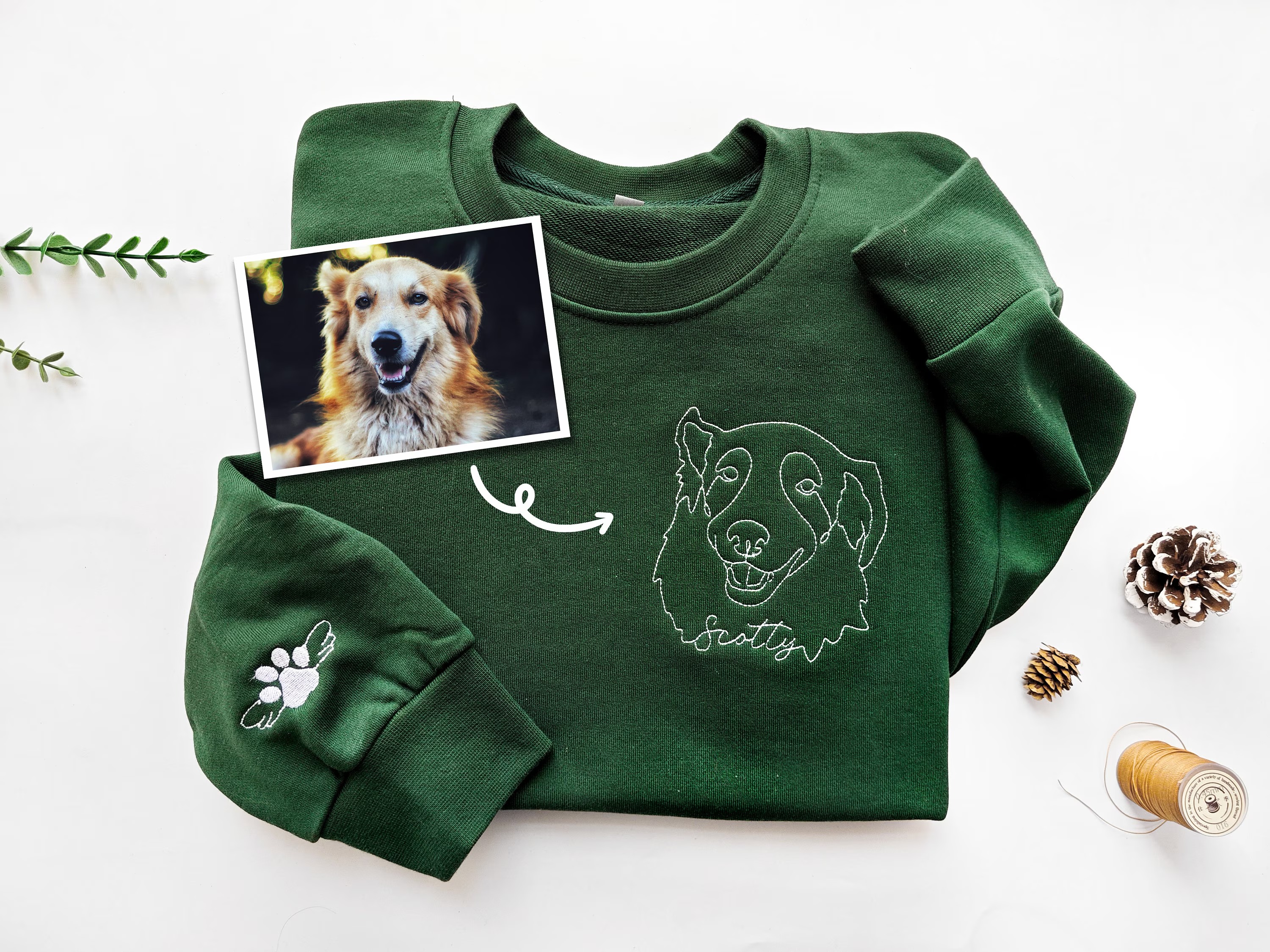 Custom Dog Embroidered Hoodie, Personalized one-line Pet Sweatshirt,Dog Mom Sweatshirt,Custom Gifts For Dog Owners