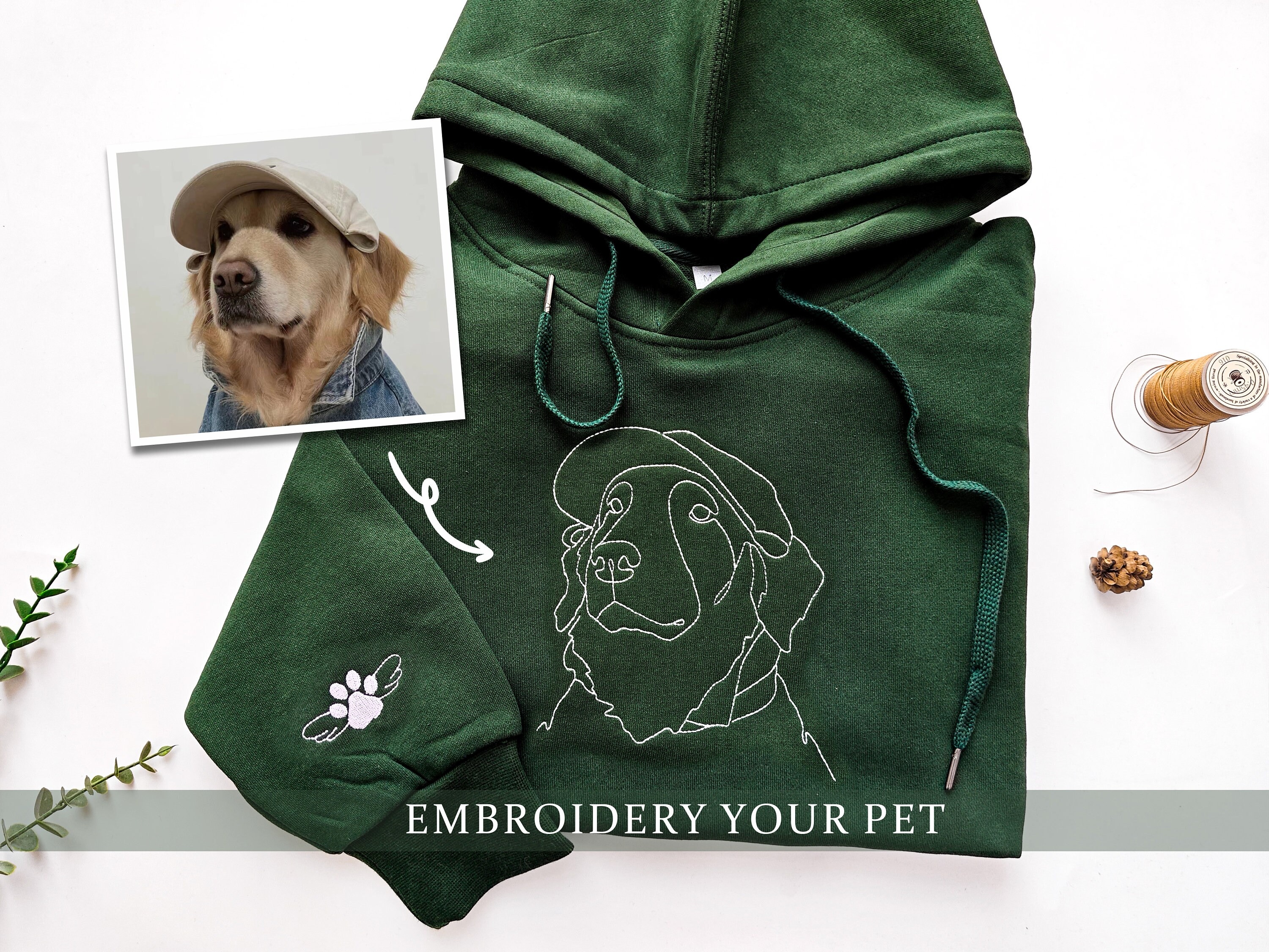 Custom Dog Embroidered Hoodie, Personalized one-line Pet Sweatshirt,Dog Mom Sweatshirt,Custom Gifts For Dog Owners