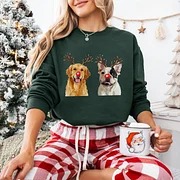 🎄🐾 Custom Christmas Pet Photo Sweatshirt, Funny Pet Reindeer Sweatshirt