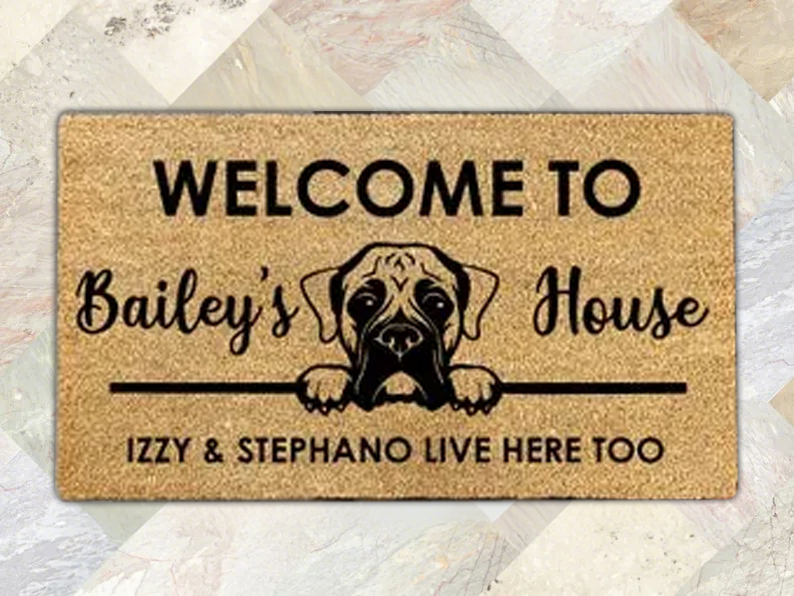 Personalized Custom Dog Breed Doormat - Custom Dog Portrait for Dog Lovers - Unique Home Decor Gift for Dog Owners