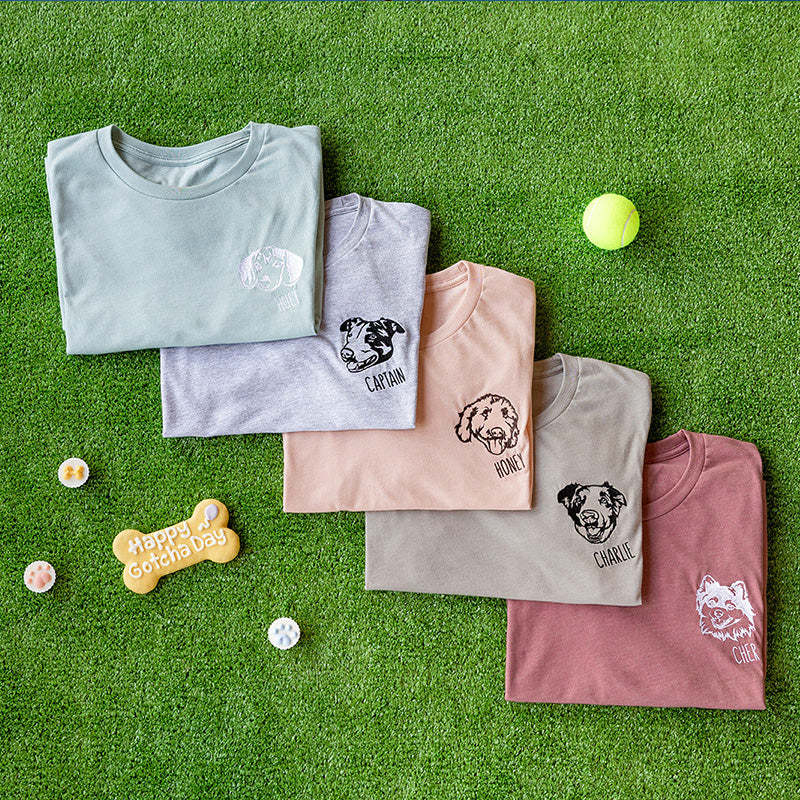 Custom Pet Portrait Embroidered T-Shirts, Sweatshirts and Hoodies