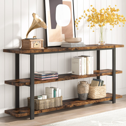  70.9 Inch 3-Tier Console Table with Storage