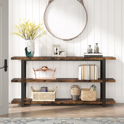  70.9 Inch 3-Tier Console Table with Storage